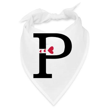 Großbuchstabe P mit Herzen - Bandana - Weiß - Vorne