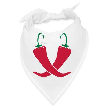 2 Chili Chilli Peperoni Scharf Hot - Bandana - Weiß - Vorne