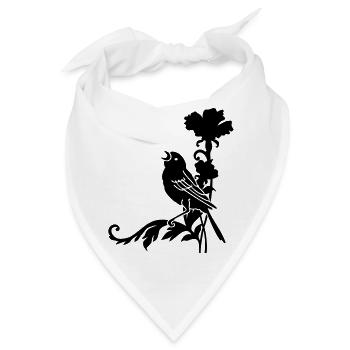 Spatz auf einer Nelke / sparrow n carnation (1c) - Bandana - Weiß - Vorne