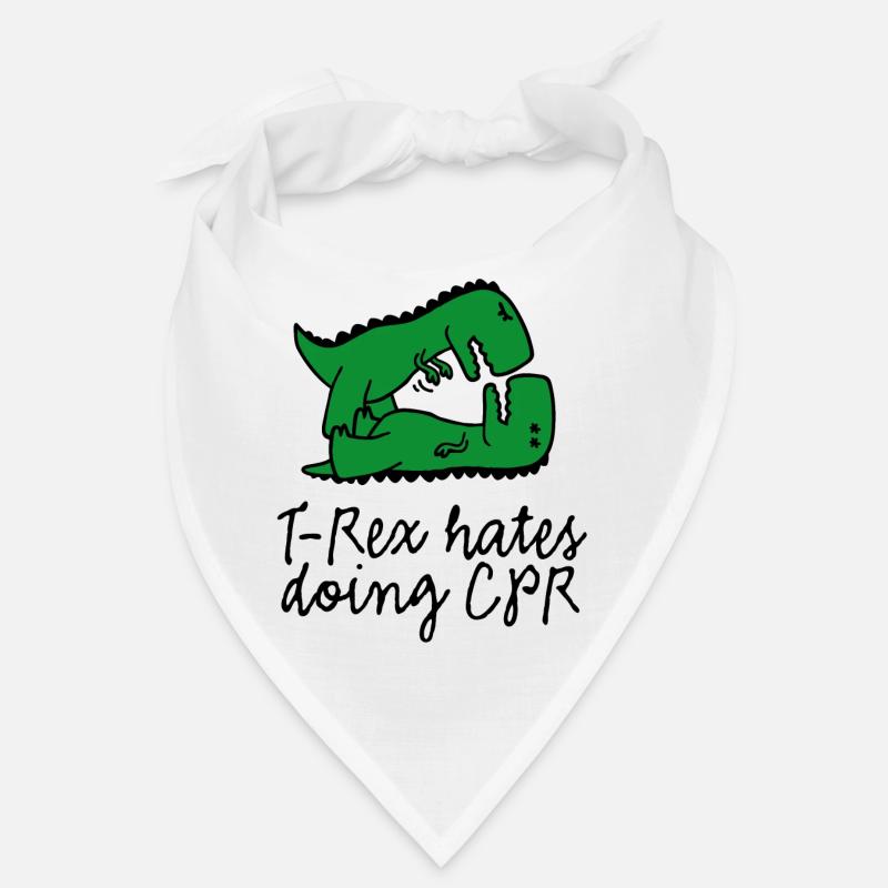 T-Rex hates doing CPR first aid instructor Bandana