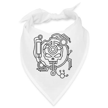 Cyber Skull Totenschädel als Schaltkreis - Bandana - Weiß - Vorne