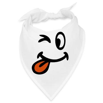 Lächeln Zwinkern Augen zieht Zunge - Bandana - Weiß - Vorne