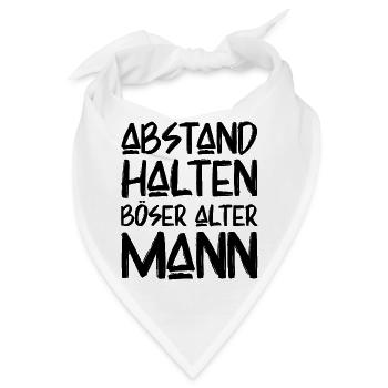 Abstand Halten Böser Alter Mann Lustige Sprüche - Bandana - Weiß - Vorne