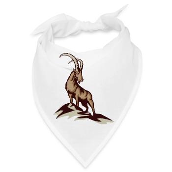 Steinbock aus den Berchtesgadener Alpen - Bandana - Weiß - Vorne