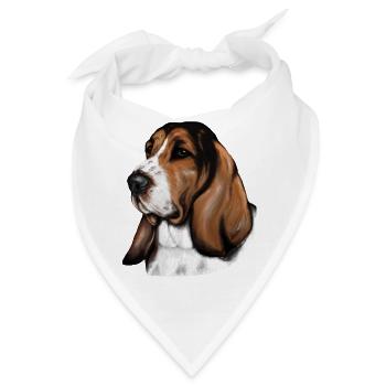 Basset Portrait - Bandana - Weiß - Vorne