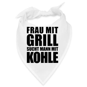 Frau mit Grill sucht Mann mit Kohle Geld flirten - Bandana - Weiß - Vorne