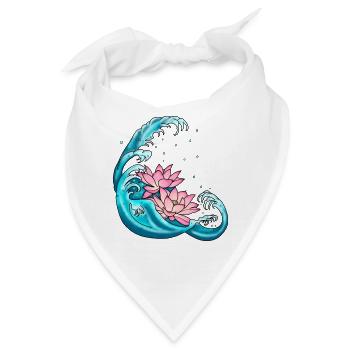 Lotus Blume Tattoo Seerosen - Bandana - Weiß - Vorne