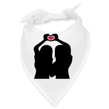 Handherz Silhouette Freundinnen - Bandana - Weiß - Vorne
