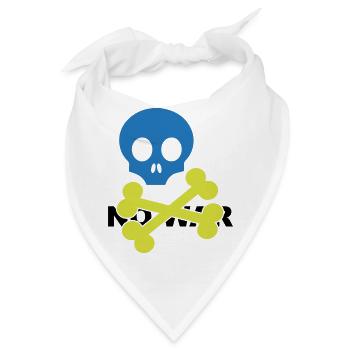 Neonblauer Totenkopf und gekreuzte Knochen - Bandana - Weiß - Vorne