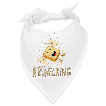 "Krümelking" lustiger Spruch mit Toast - Bandana - Weiß - Vorne