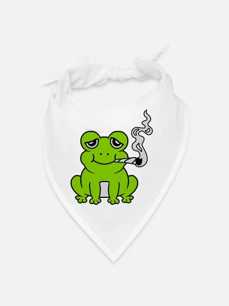 Stoned Weed Joint Frog - Bandana - white - Front