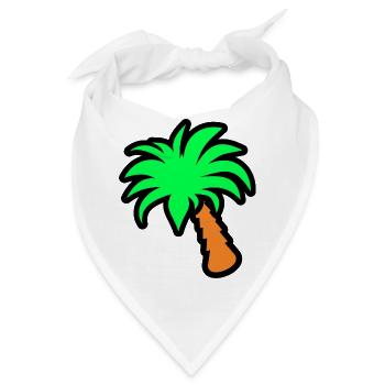 Tropische Glückseligkeit: Lebendige Cartoon-Palme - Bandana - Weiß - Vorne