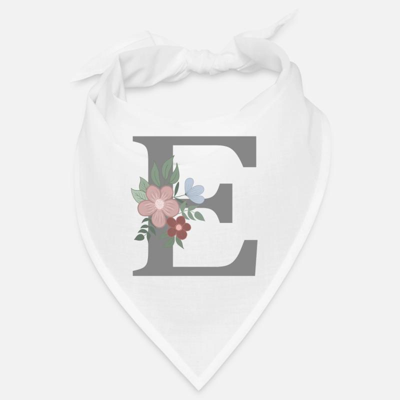 Lettre E avec gris fleur Bandana