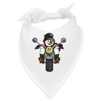 Schneemann auf Motorrad im Weihnachtsgeist - Bandana - Weiß - Vorne