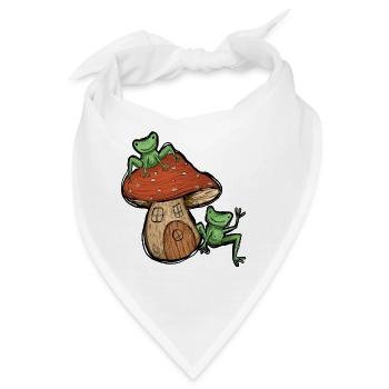 Frösche mit süßem Pilzhaus - Bandana - Weiß - Vorne