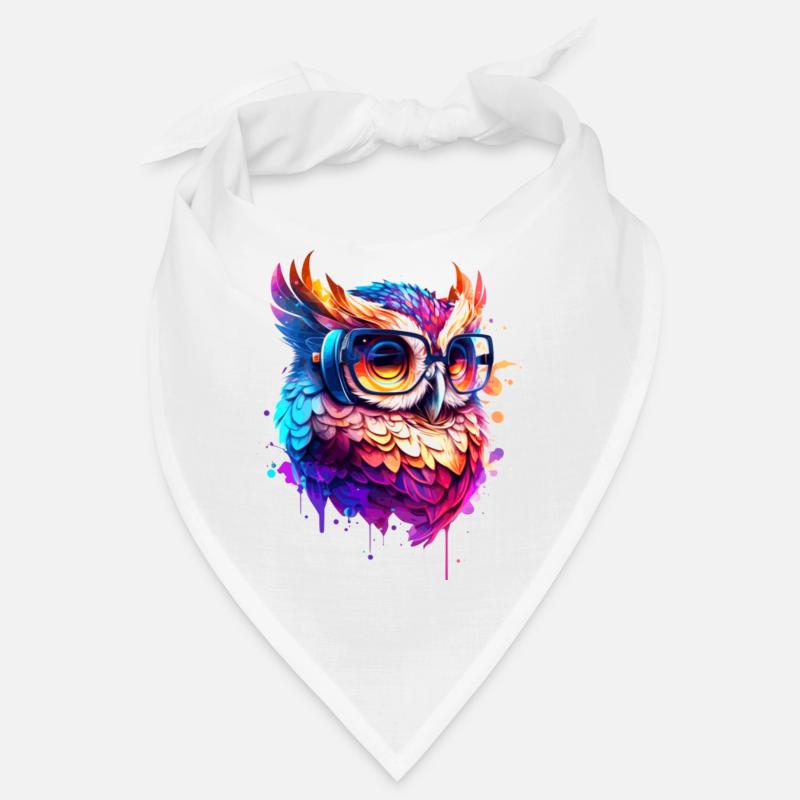 Party Eule als Vogel in bunt als cooles Artwork Bandana