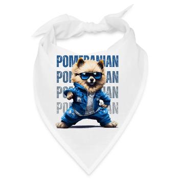 Pomeranian Playfulness T-Shirt | Cartoonhaftes Hundedesign - Bandana - Weiß - Vorne