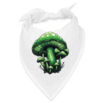 Pilz / Mushroom / Wiese / Wald / Goa / Psy - Bandana - Weiß - Vorne