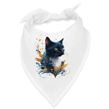 Bunte Katze - Bandana - Weiß - Vorne