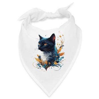 Bunte Katze - Bandana - Weiß - Vorne