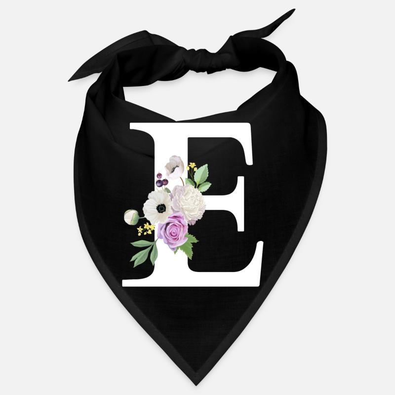 Purple Floral Letter E Bandana