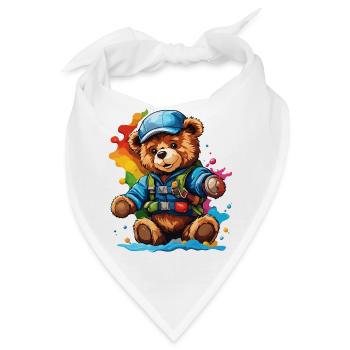 Teddybär / Kuscheltier / Stofftier / Geschenkidee - Bandana - Weiß - Vorne