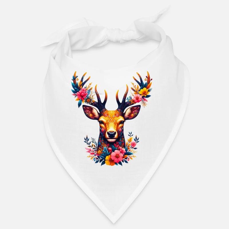 Cerf décoré de fleurs Bandana