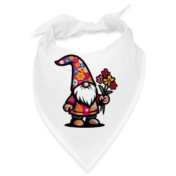 Zwerg mit Blumen - Bandana - Weiß - Vorne