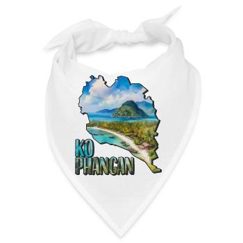 Aquarell Landkarte Ko Phangan - Bandana - Weiß - Vorne