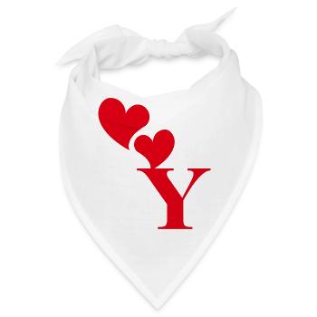 Buchstabe y rotes Herz - Bandana - Weiß - Vorne