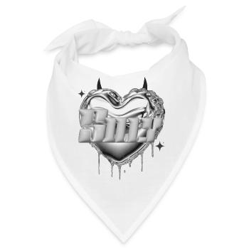 Silbernes Herz Metall - Bandana - Weiß - Vorne