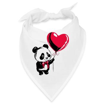 Panda Bär mit Herz Luftballon - Heartful Creatures - Bandana - Weiß - Vorne