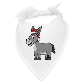 Weihnachtlicher Esel - Bandana - Weiß - Vorne