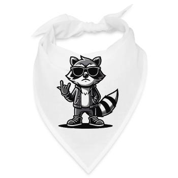 Waschbär mit Rock Pose Raccoon Rock Musik Musiker - Bandana - Weiß - Vorne