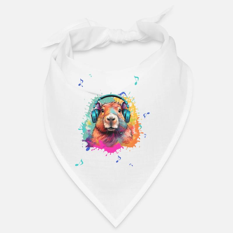 Capybara,illustration,Kopfhörer,Musik,Graffiti Bandana