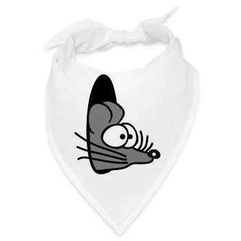 Maus Wand Loch Mauseloch Guckt Süß Lustig Comic - Bandana - Weiß - Vorne