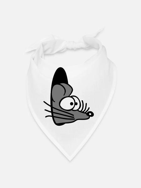 Maus Wand Loch Mauseloch Guckt Süß Lustig Comic - Bandana - Weiß - Vorne