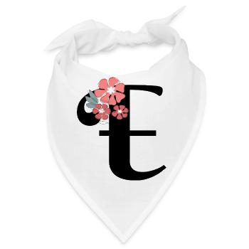 Letter e Minimalistische Blumen - Bandana - Weiß - Vorne