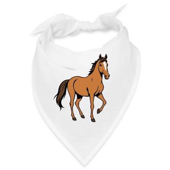 Braunes Pferd - Bandana - Weiß - Vorne