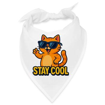 Stay Cool Cat - Coole Katze mit Sonnenbrille - Bandana - Weiß - Vorne