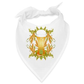 Bierglas mit Hopfen und Malz –traditionelles Motiv - Bandana - Weiß - Vorne