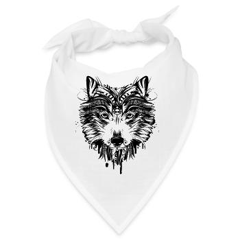 Ornamentaler Wolfskopf – kraftvoll & dekorativ - Bandana - Weiß - Vorne