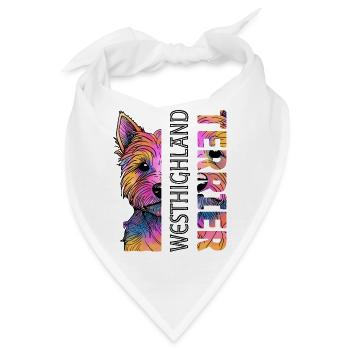 Bunter West Highland Terrier - Bandana - Weiß - Vorne