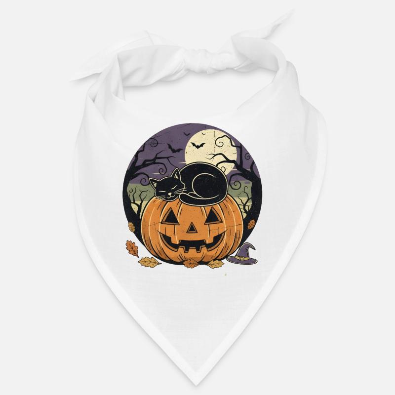 Black Cat Sleeping on Jack-o Lantern | Halloween  Bandana