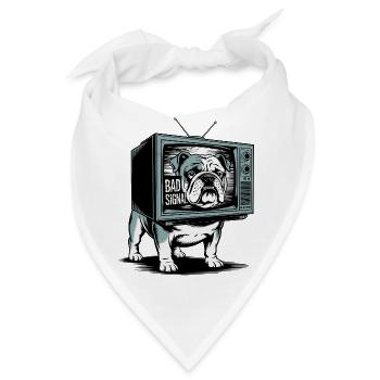 Lustige Bulldogge Schlechtes Signal - Bandana - Weiß - Vorne