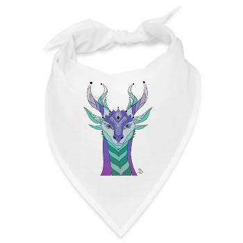 Fantasievoller Drachenkopf in Pastellfarben - Bandana - Weiß - Vorne