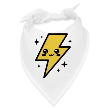 Kawaii Blitz mit ausdrucksstarkem Gesicht - Bandana - Weiß - Vorne