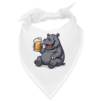 Nilpferd mit Pint Bierfreude - Bandana - Weiß - Vorne