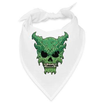 Tropfender grüner Dämonenschädel - Bandana - Weiß - Vorne