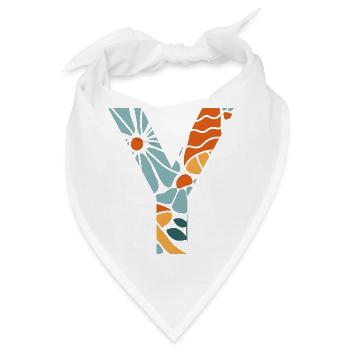 Geschenkidee für Buchstaben und groovige Blumen - Bandana - Weiß - Vorne